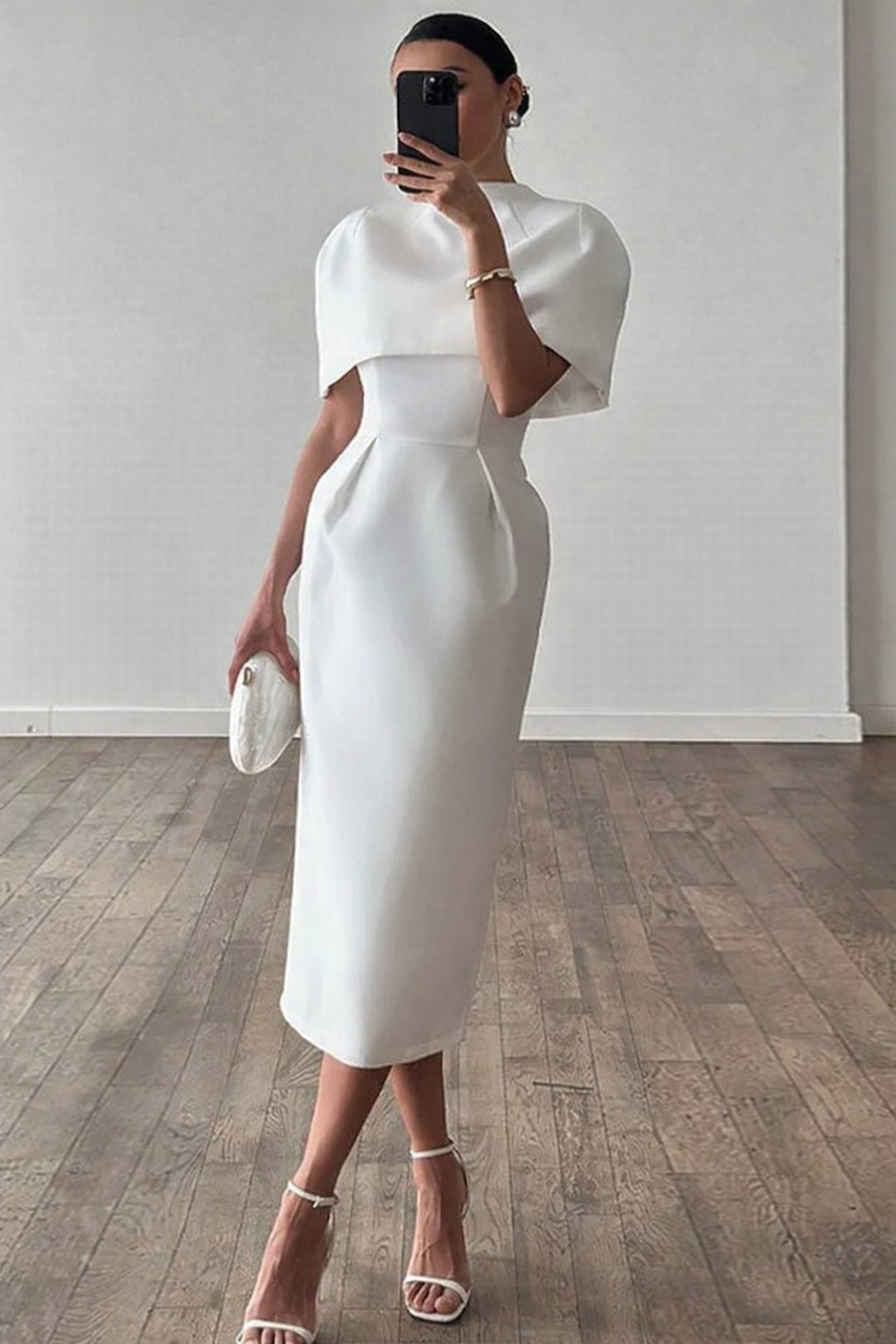 Synthetic Fiber Shawl Dress Set With Slim Waist - 6