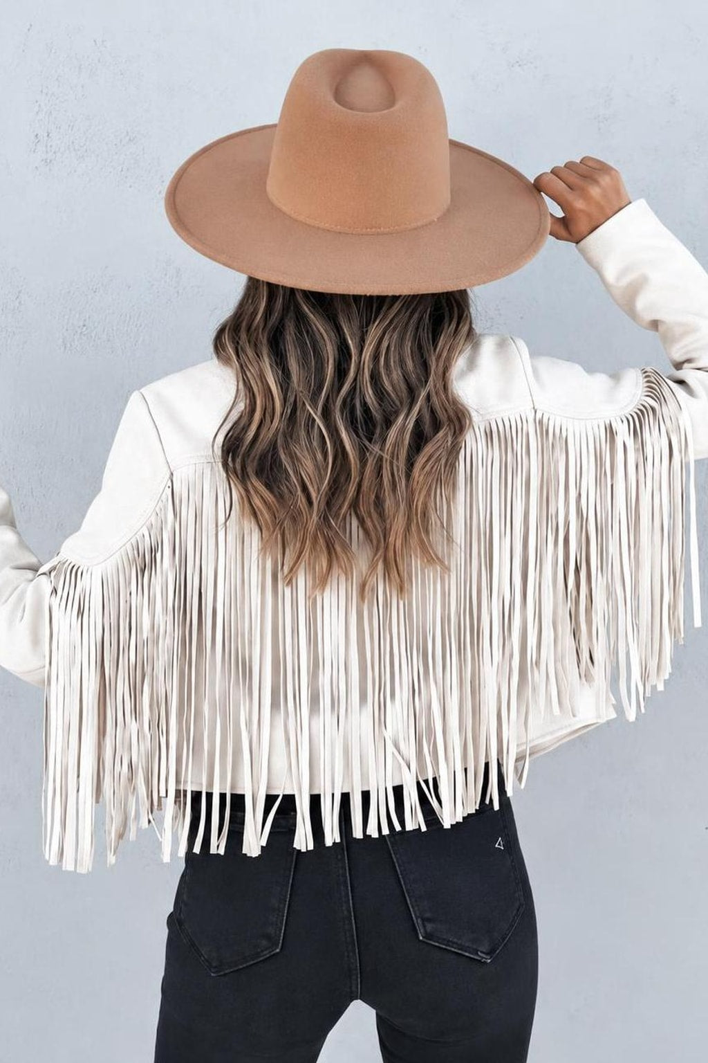 Faux Suede Fringe Cropped Jacket - 5
