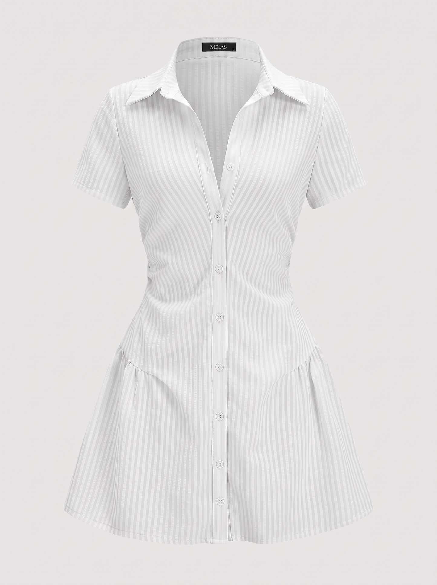Striped V-Neck Short Sleeve Mini Dress - view 6