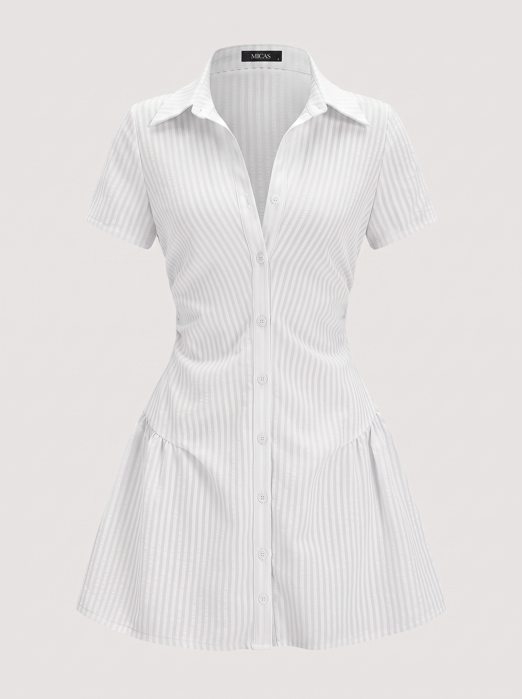 Striped V-Neck Short Sleeve Mini Dress - view 6