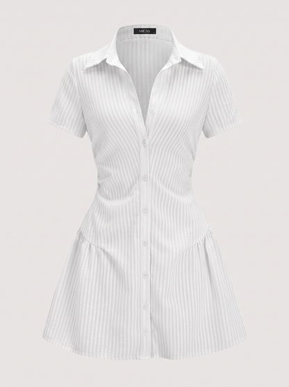 Striped V-Neck Short Sleeve Mini Dress - view 6
