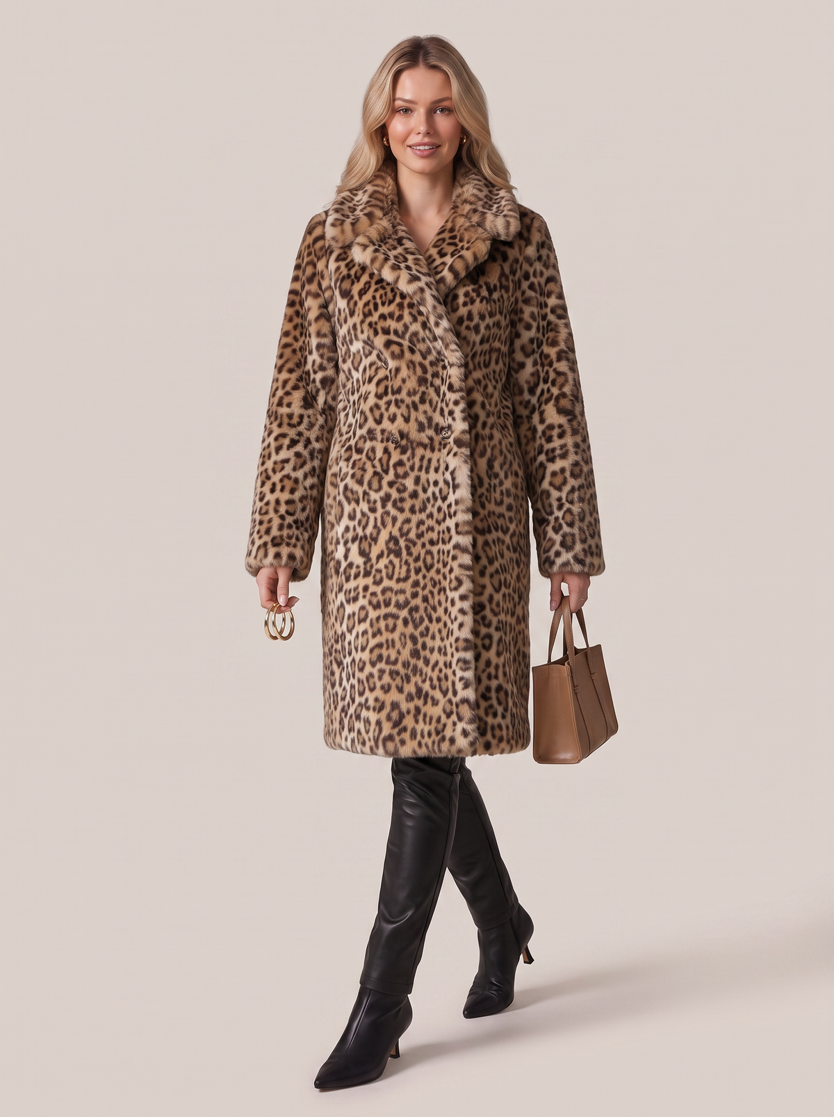 Leopard Print Insulated Winter Coat - view 7