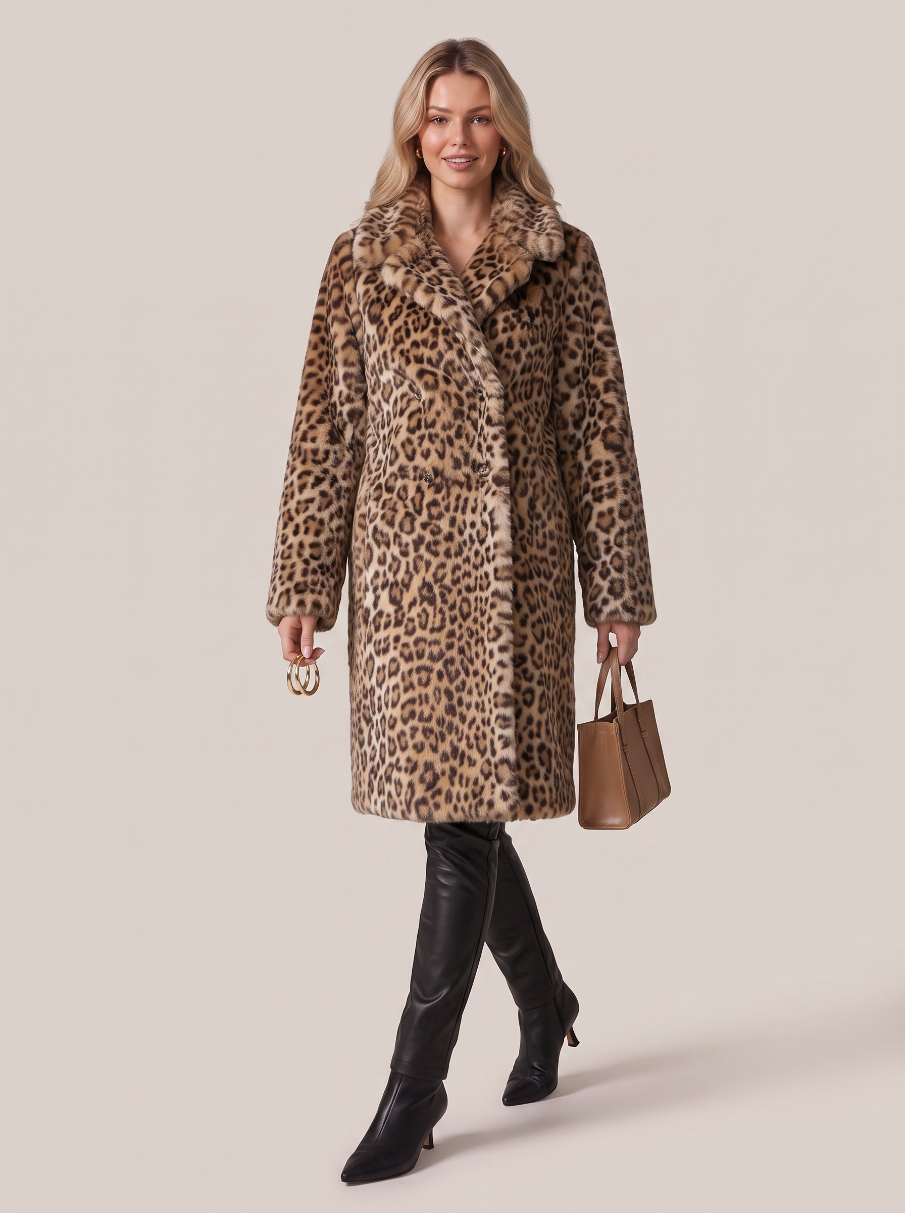 Leopard Print Insulated Winter Coat - view 7
