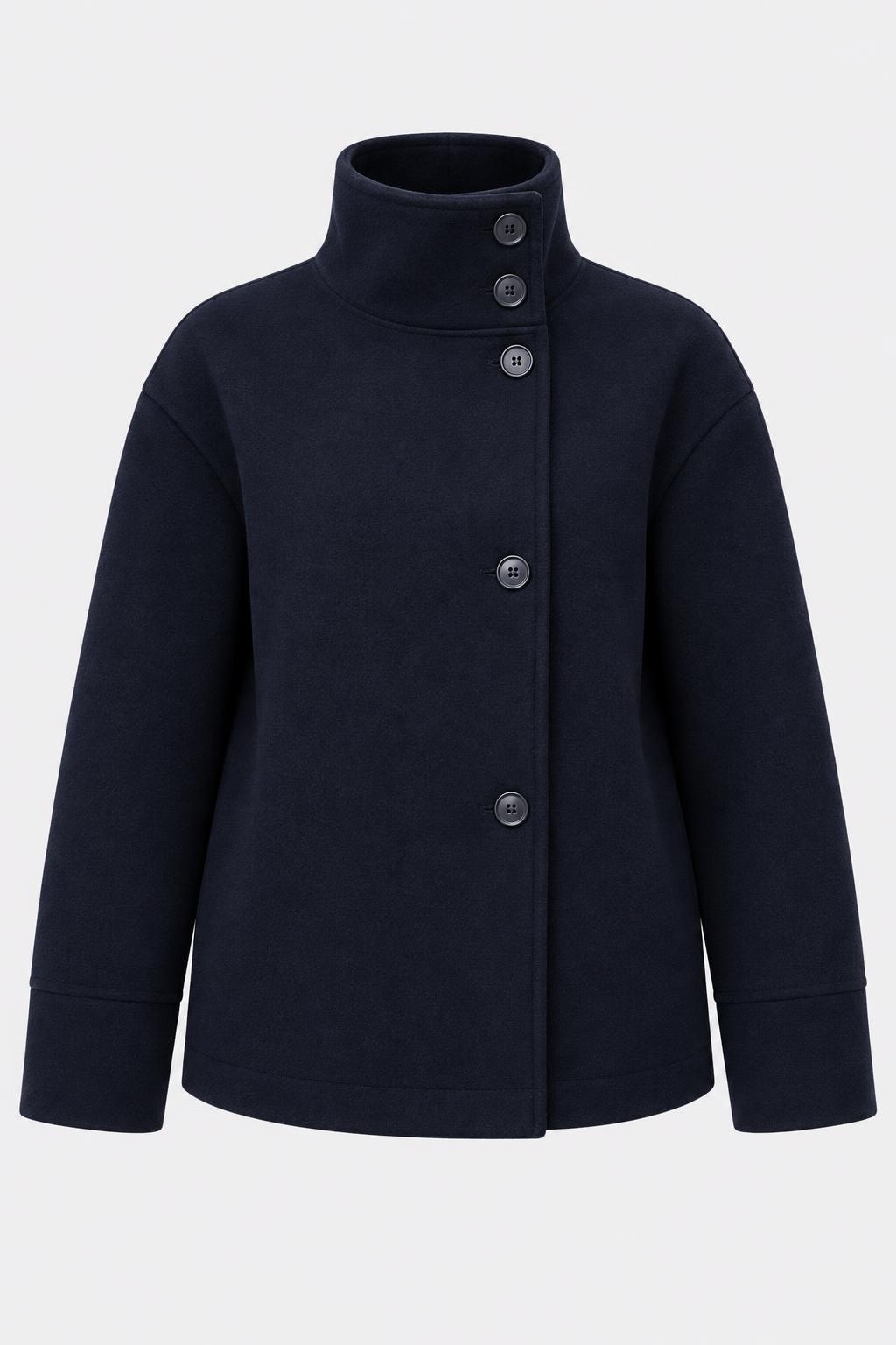 Stand Collar Elegant Short Jacket With Flattering Fit - 1