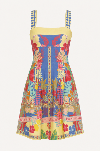 Square Neck Mini Dress With Pocket