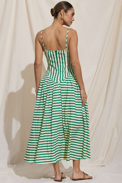 Striped ruched maxi dress with back zip - view 4