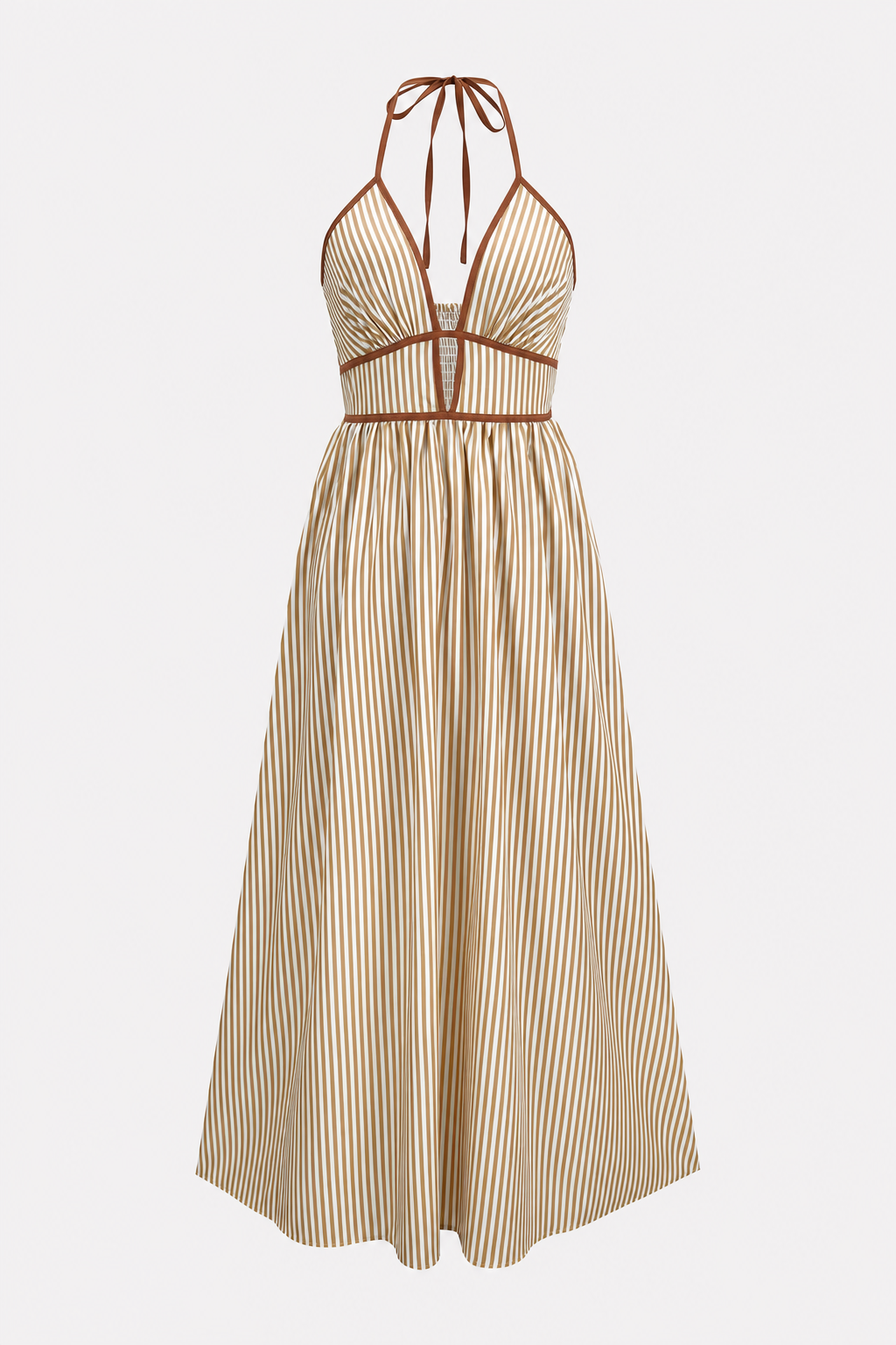 Striped halter neck sleeveless maxi dress - view 7