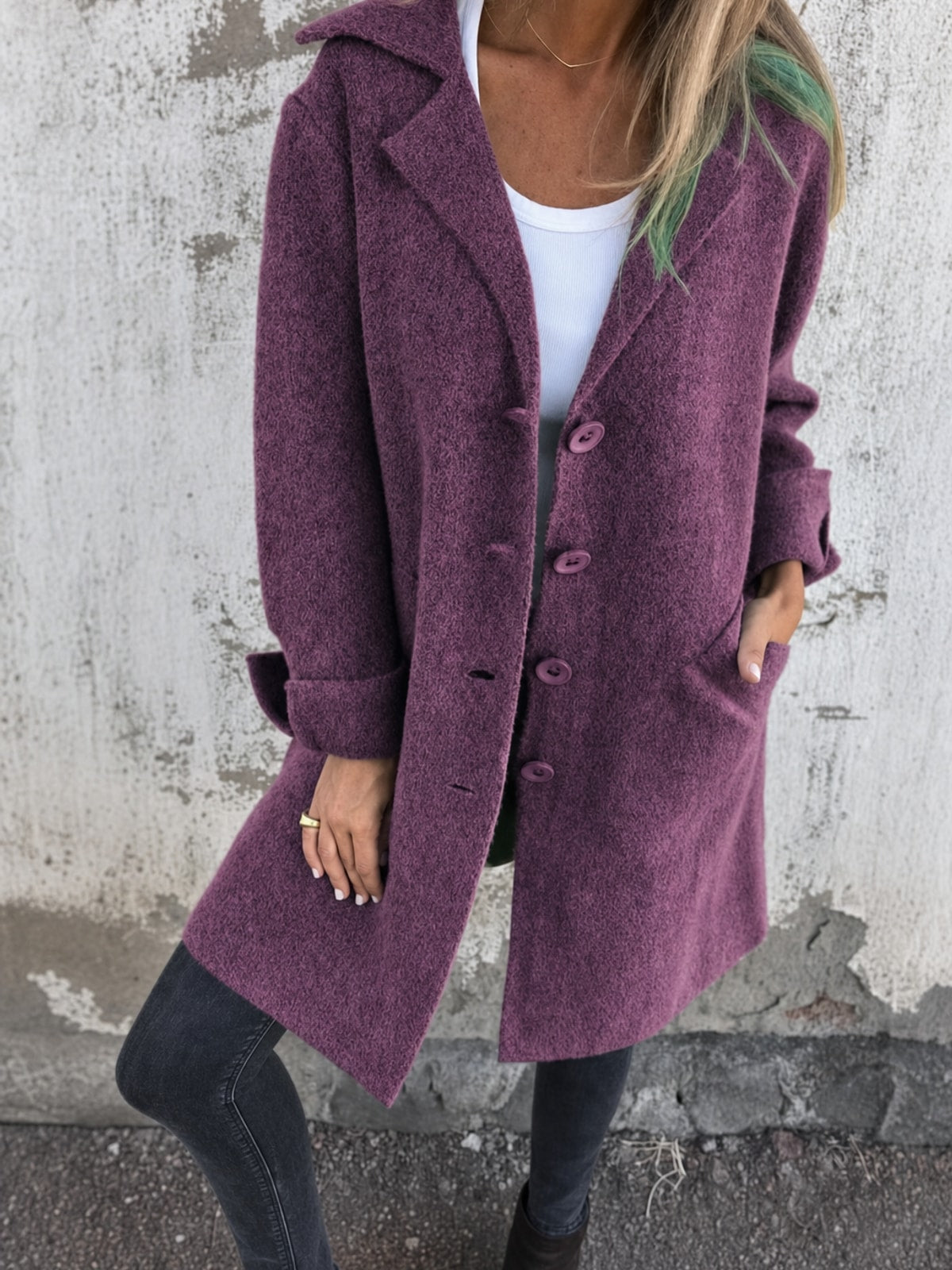 Elegant Tailored Lapel Collar Button Front Coat - 9
