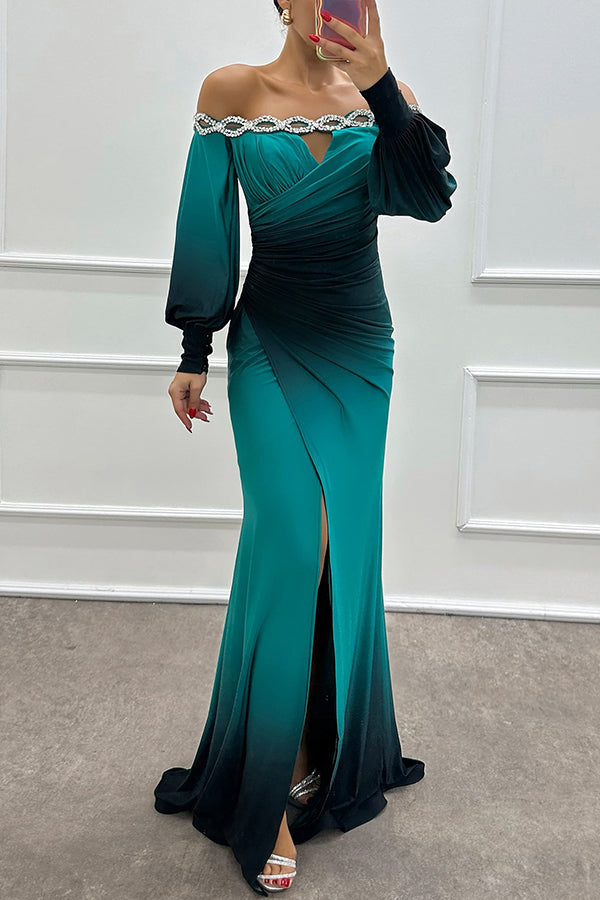 Off-Shoulder Maxi Gown With Lantern Sleeves - view 5