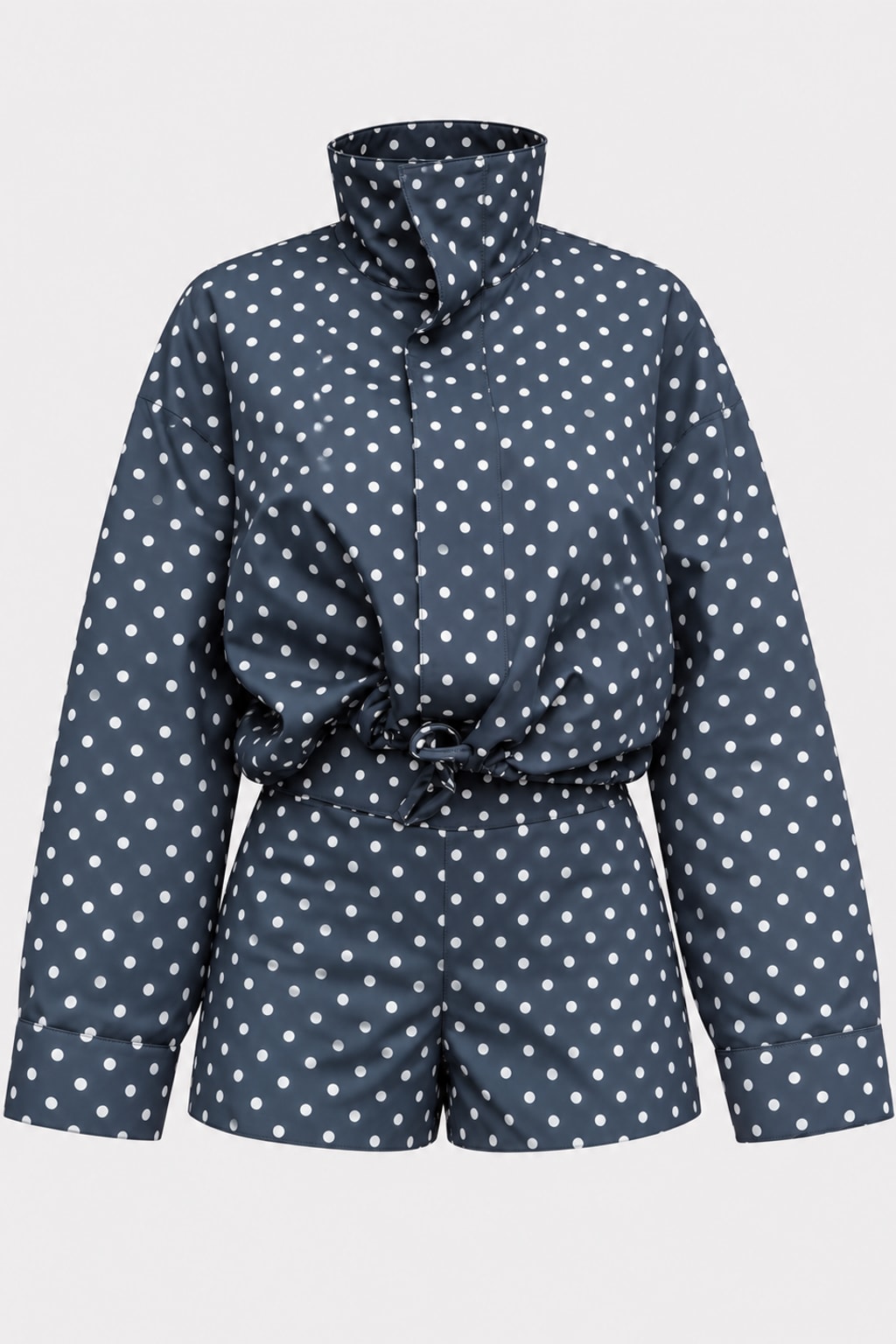 Coat Outfit Set With Polka Dots - 1