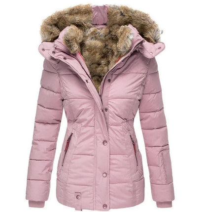 Quilted Hooded Jacket With Faux Fur Trim - view 9