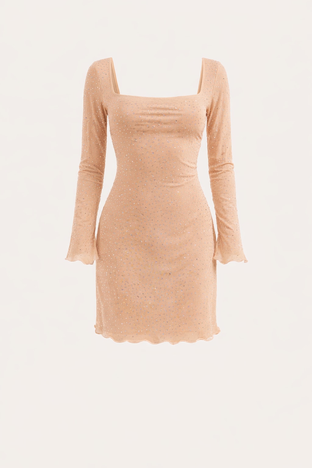 Polyamide Bodycon Party Dress with Long Sheer Sleeves - 1