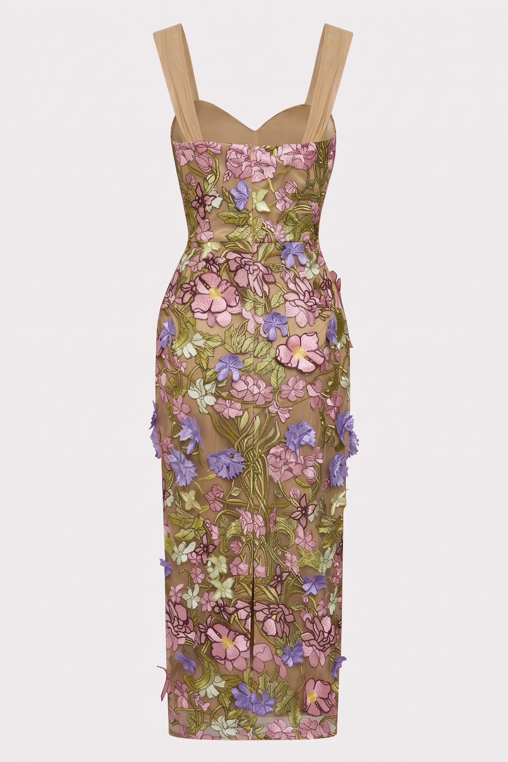 Lace Maxi Dress With Floral Applique - 5