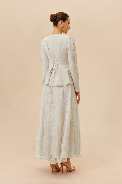 Pearl Peplum Jacket and Lace Maxi Dress Set - view 4