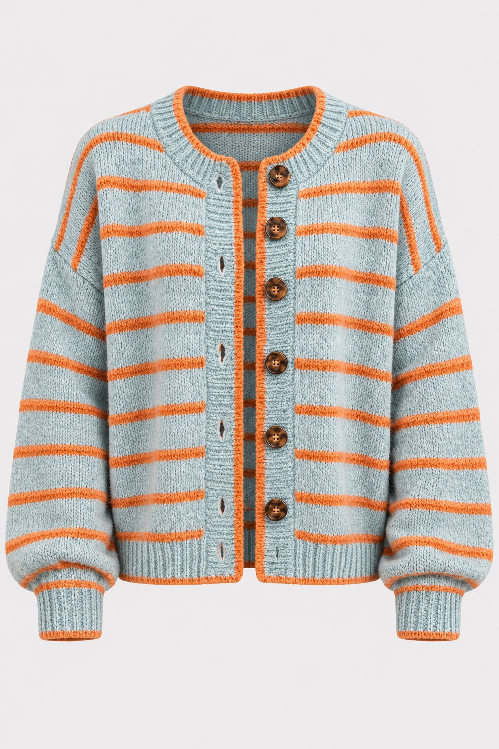 Knit Cardigan Striped Casual Button-Front Sweater - 1
