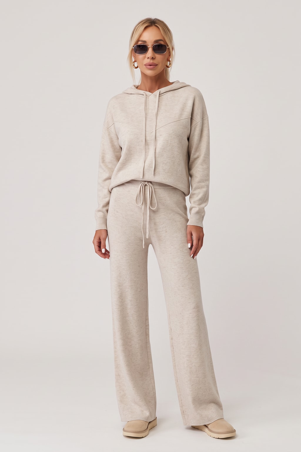 Knit Two Piece Set With Hooded Pullover - 2