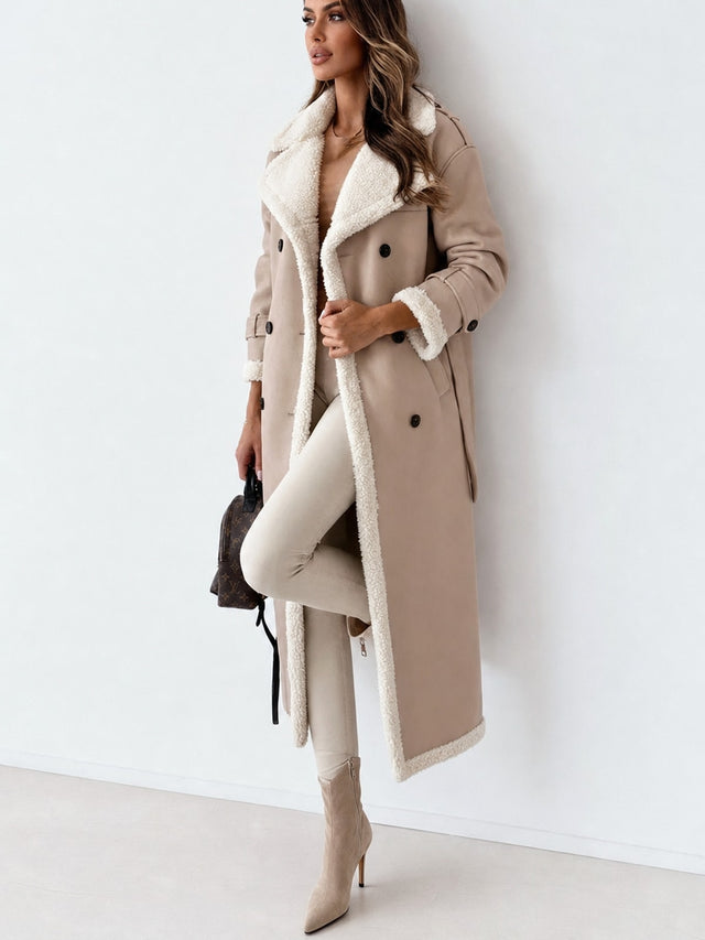 Women's A-Line Warm Coat With Lining & Pockets - 3