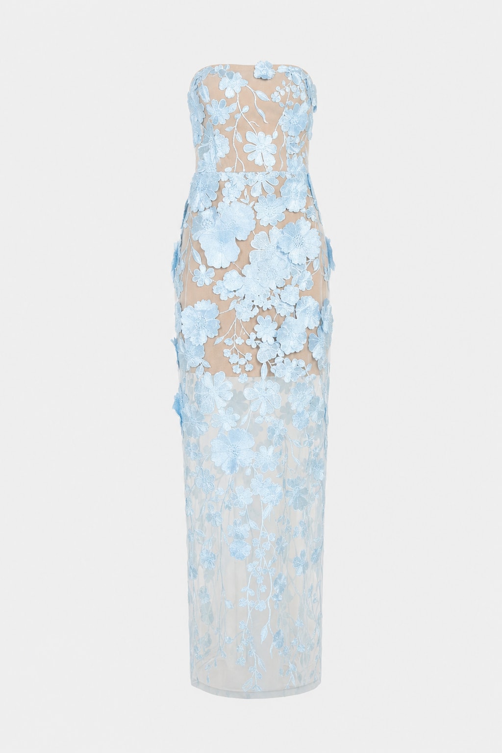 Embroidered Polyester Maxi Dress With Off Shoulder Neckline - 1