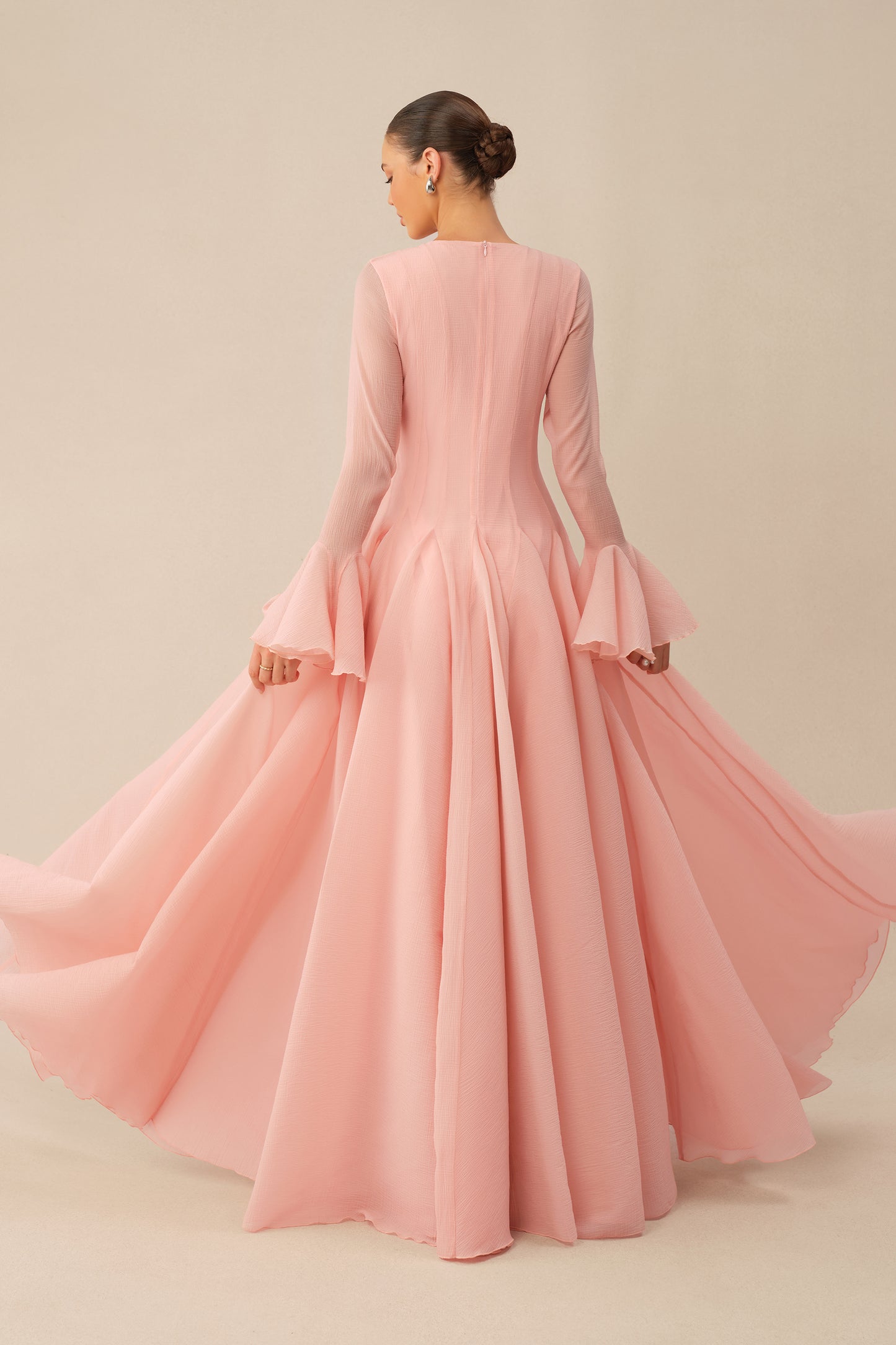 Pink Modest Maxi Dress With Matching Scarf - view 4