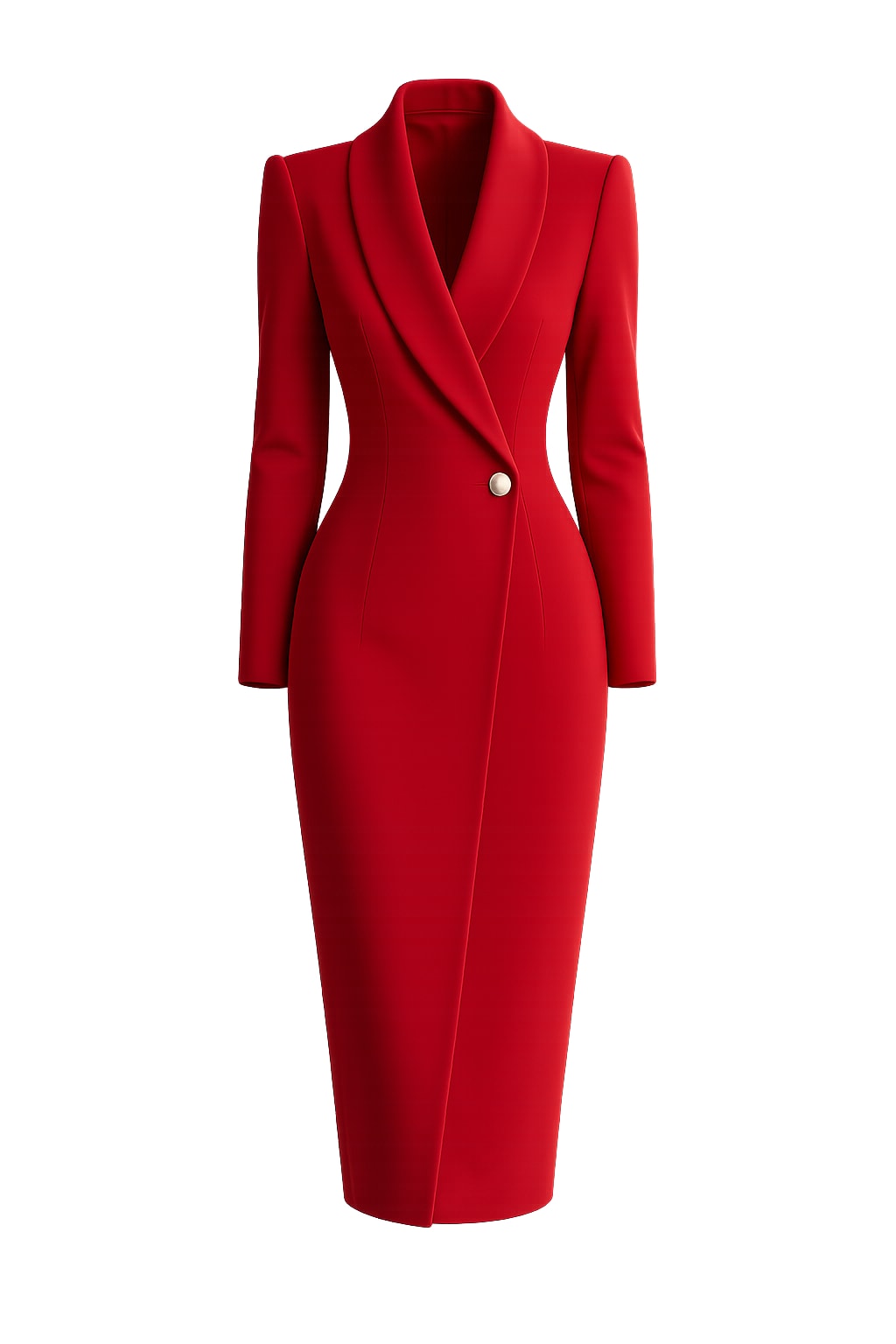 Synthetic Fiber Bodycon Business Dress With Turn-Down Collar - 1