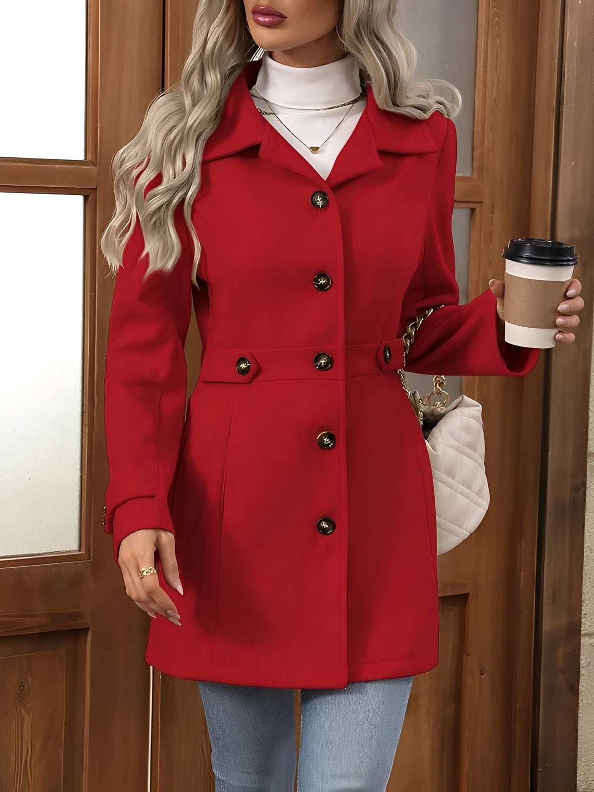 Notch Collar Belted Trench Coat - view 15