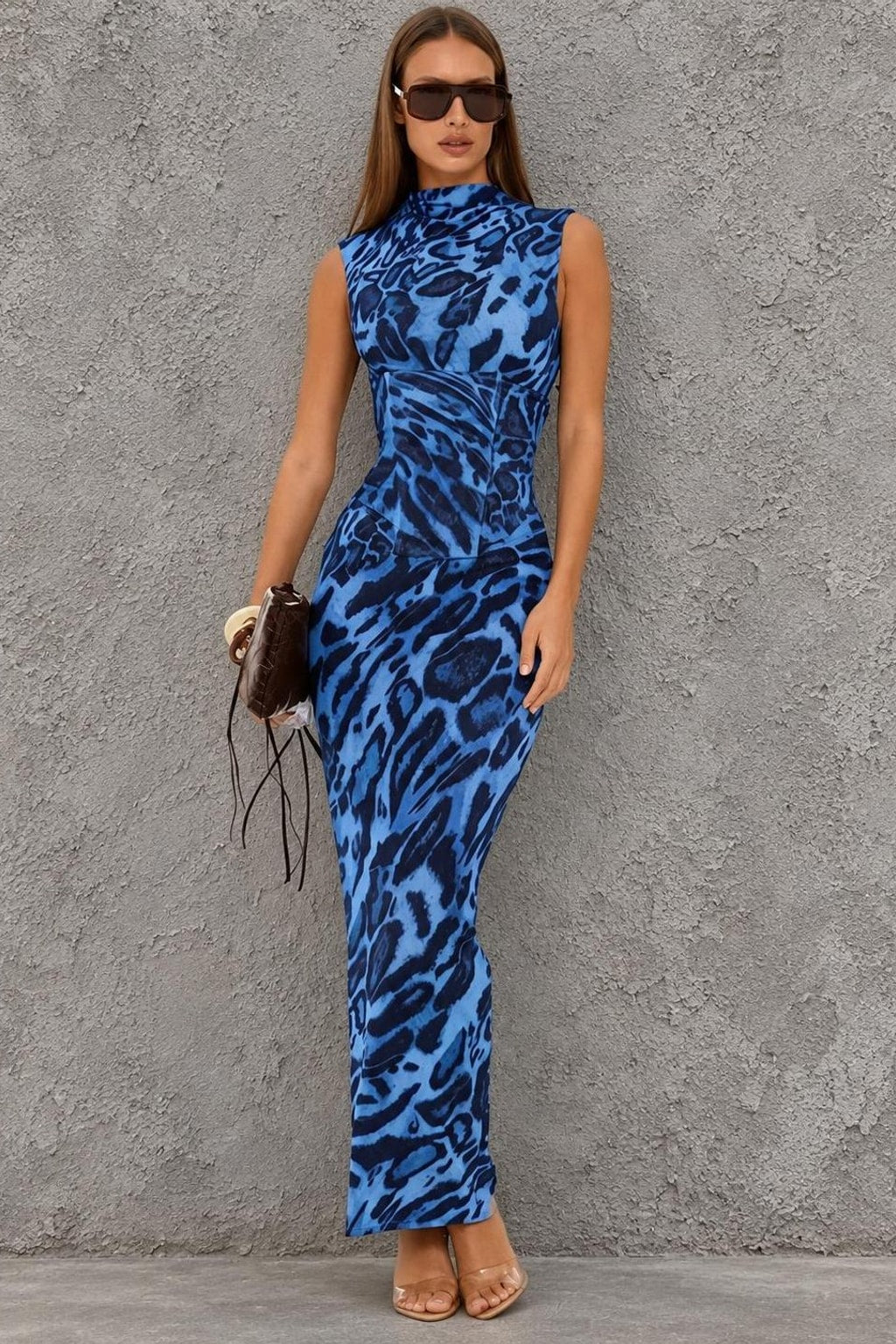 Leopard Print Bodycon Maxi Dress - 8