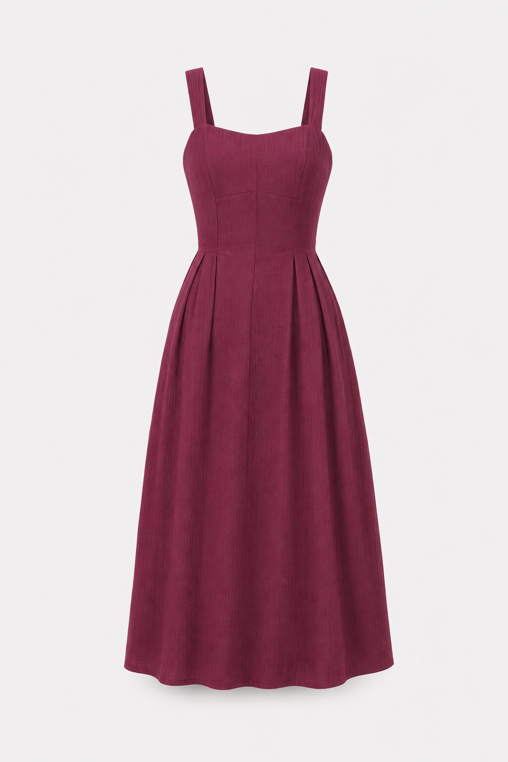 Wine red sweetheart midi dress with pockets