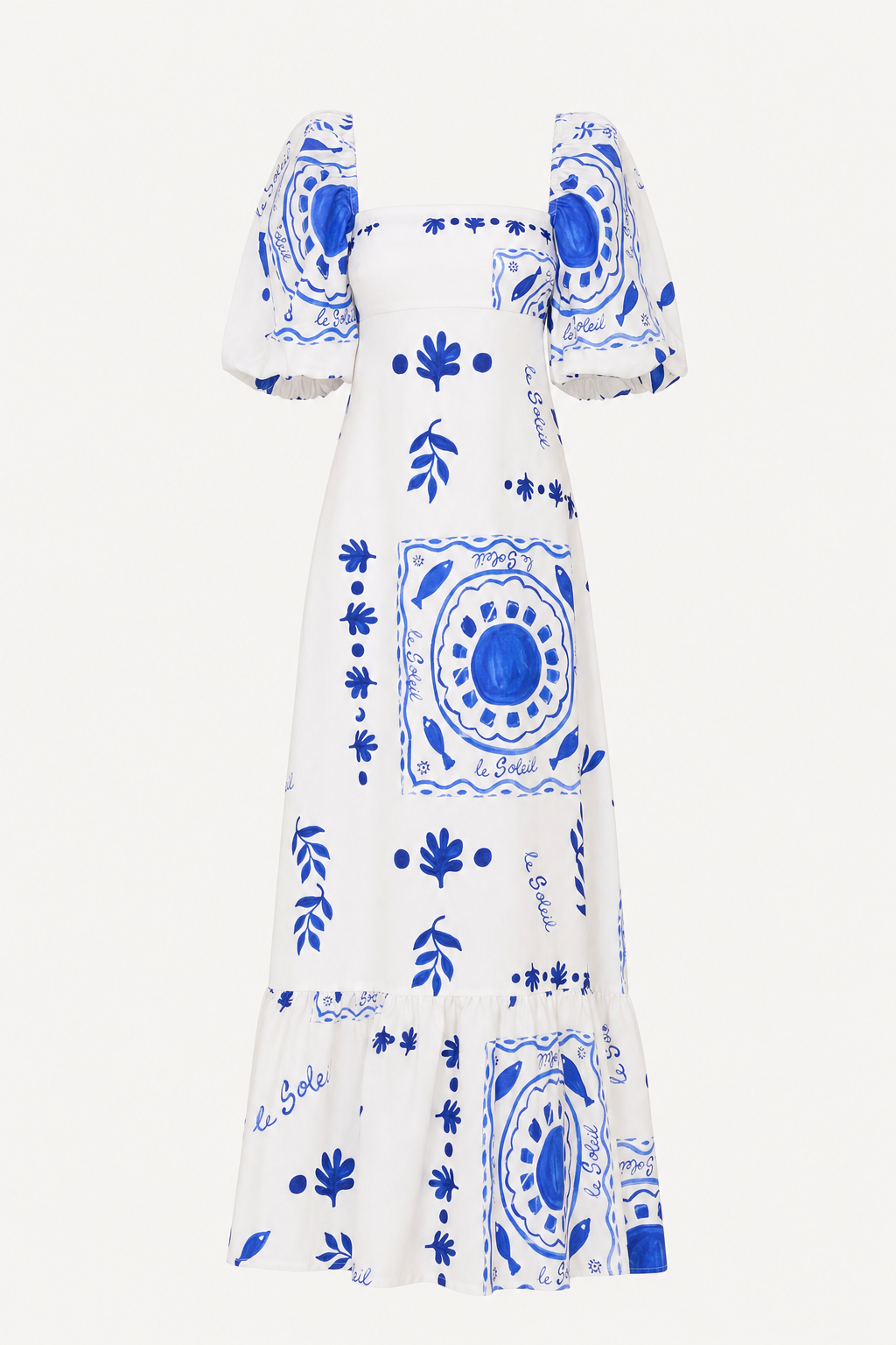 Square Neck Linen Blend Maxi Dress