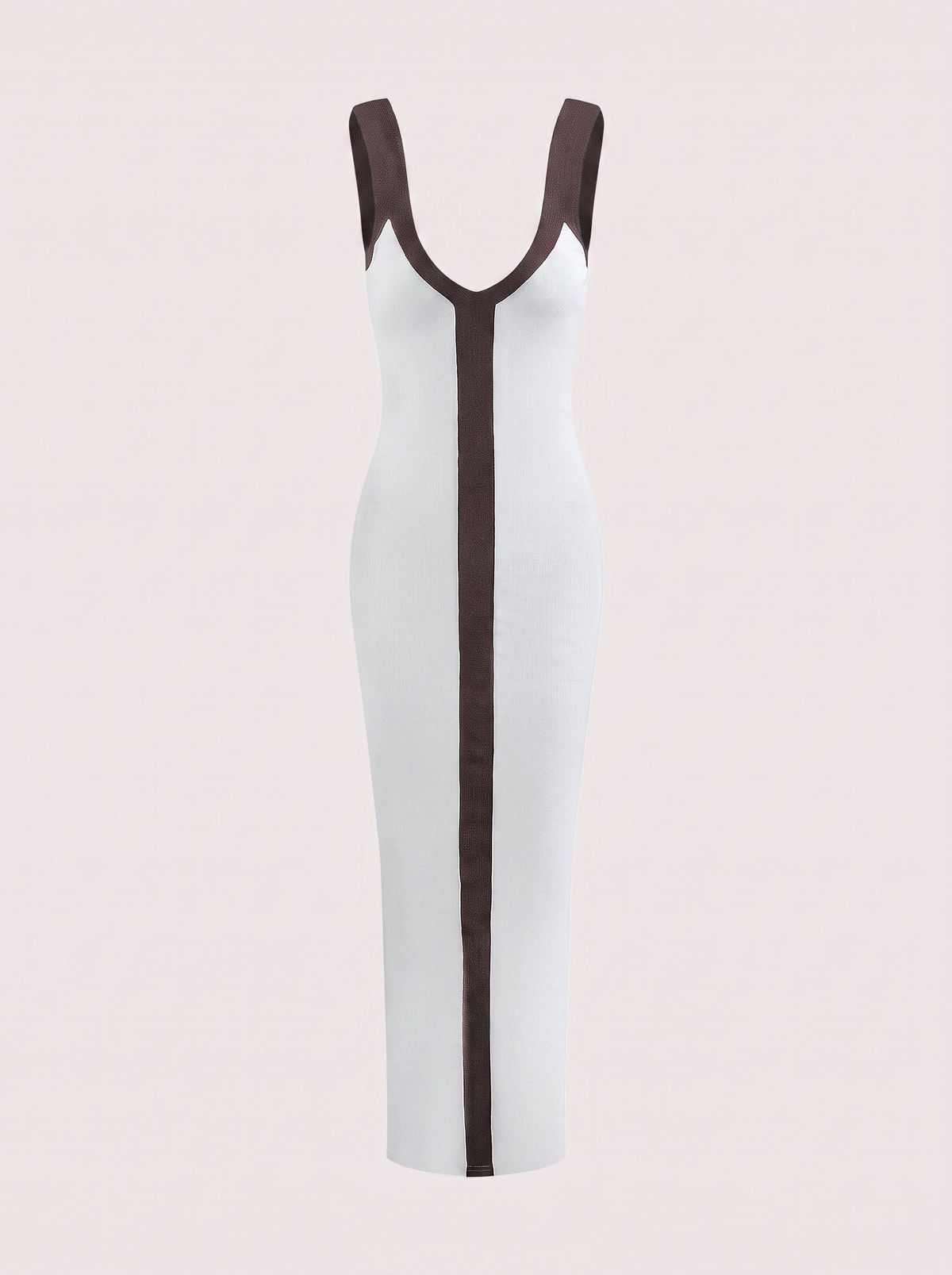Ribbed colorblock maxi dress with side split - view 9
