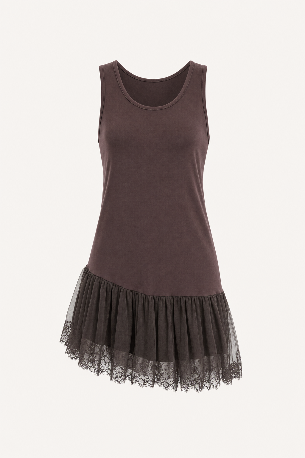 Tulle Lace Tiered Hem Mini Dress
