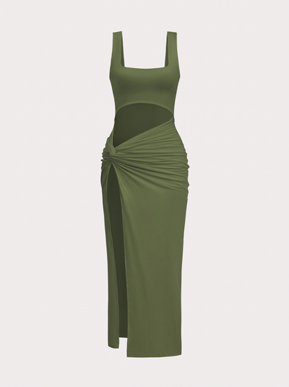 Twist Front Cutout Midi Dress - view 8
