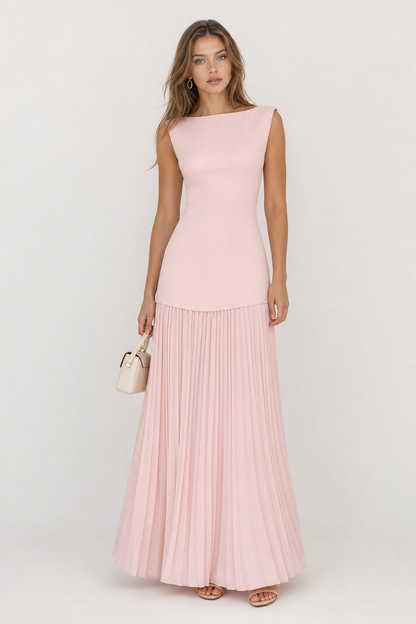 Pleated A-Line Sleeveless Maxi Dress - view 4