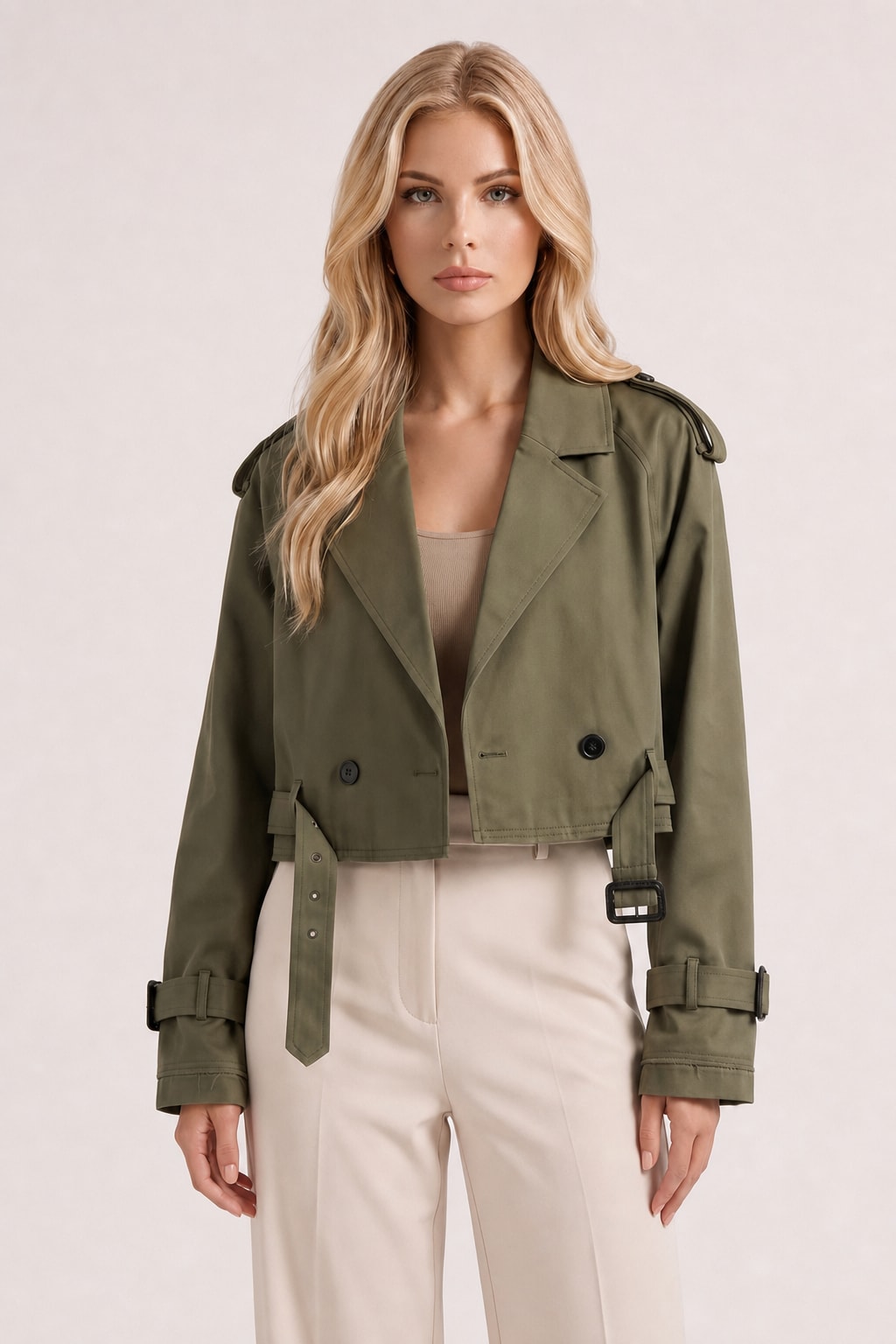 Belted Utility Trench Coat With Epaulette Shoulders - 3