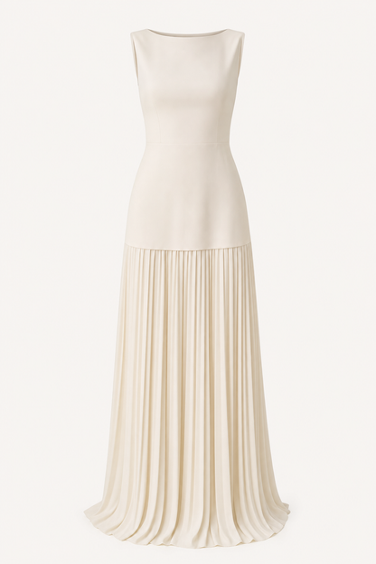 Pleated A-Line Sleeveless Maxi Dress