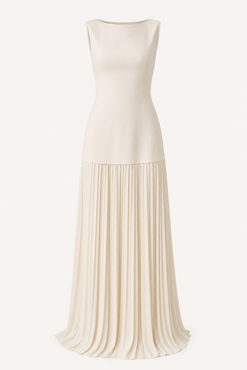 Pleated A-Line Sleeveless Maxi Dress