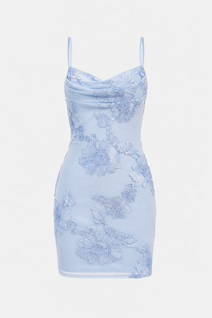 Embroidered Bodycon Mini Dress in Four Colors - view 8