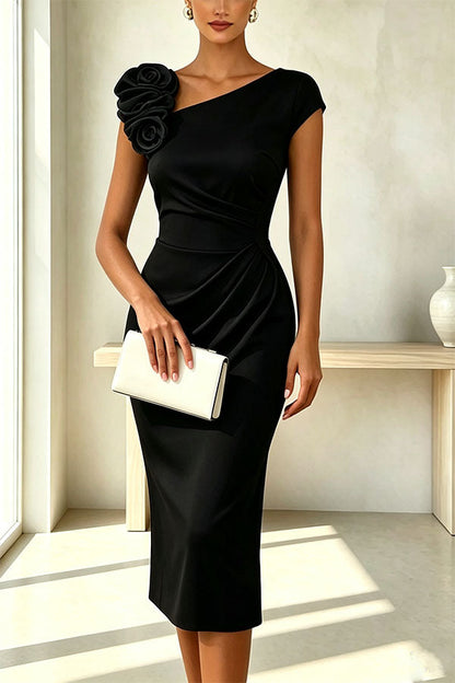 Floral Pleated Waist Midi Dress - view 5