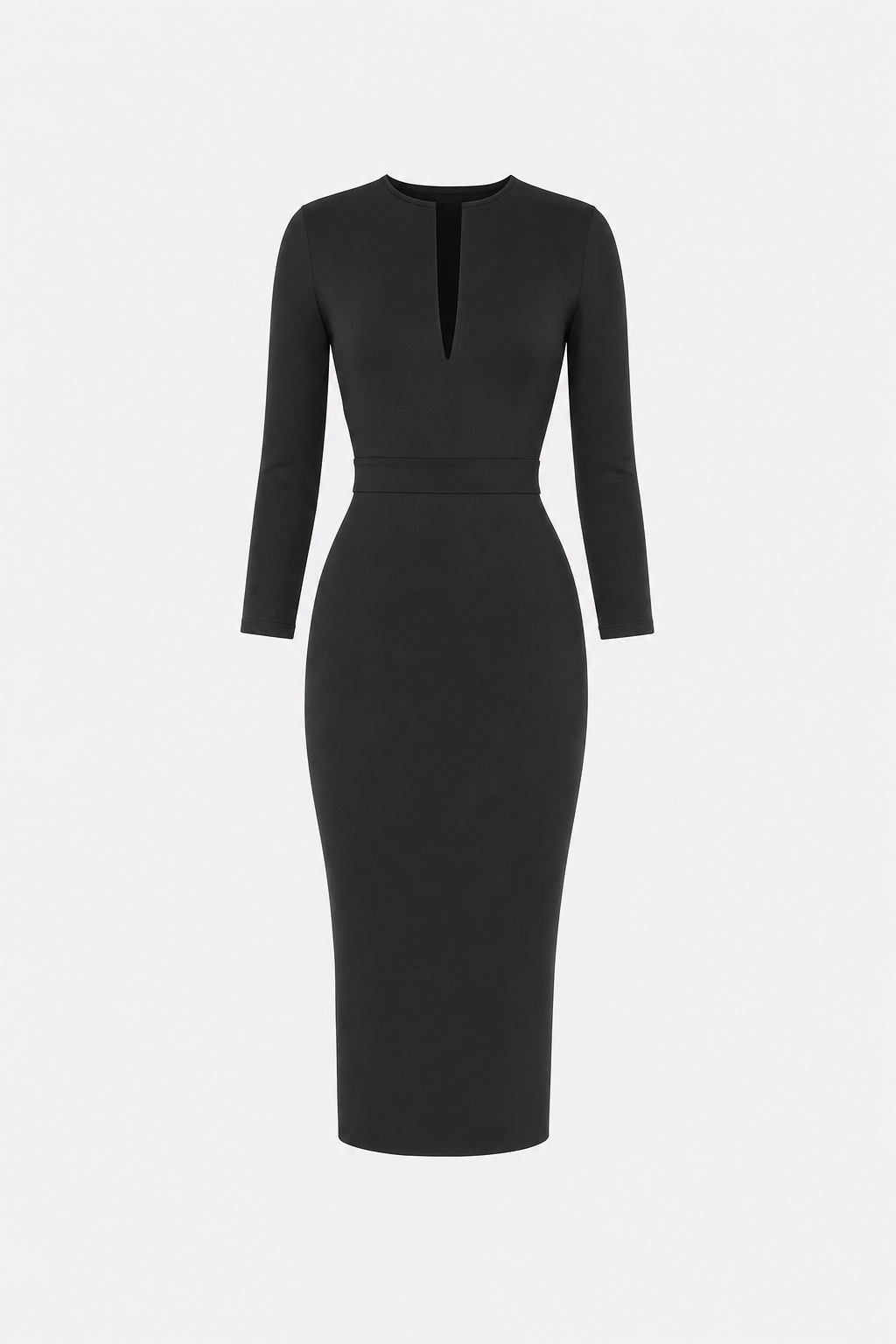 Satin pencil dress with back slit - view 6