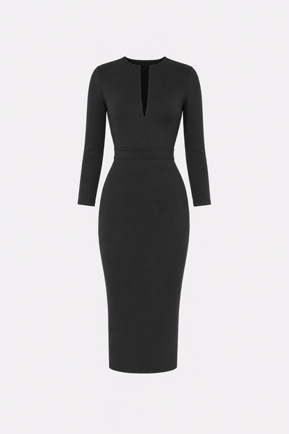 Satin pencil dress with back slit - view 6
