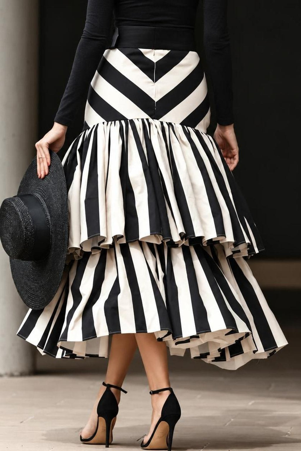 Polyester Skirt With Asymmetric Ruffles - 4