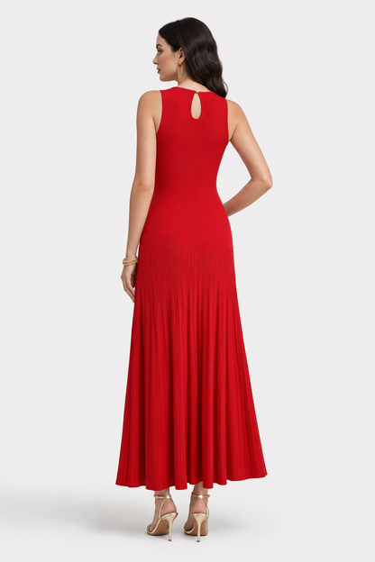 Red Knit Mermaid Midi Dress - view 4