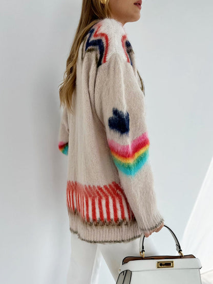 Khaki Oversized Knit Cardigan - view 5