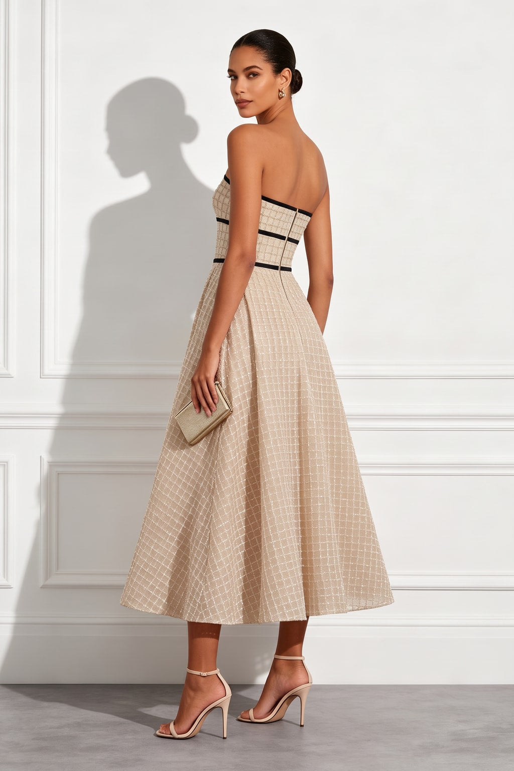 Sequin Strapless A-Line Midi Dress - 3