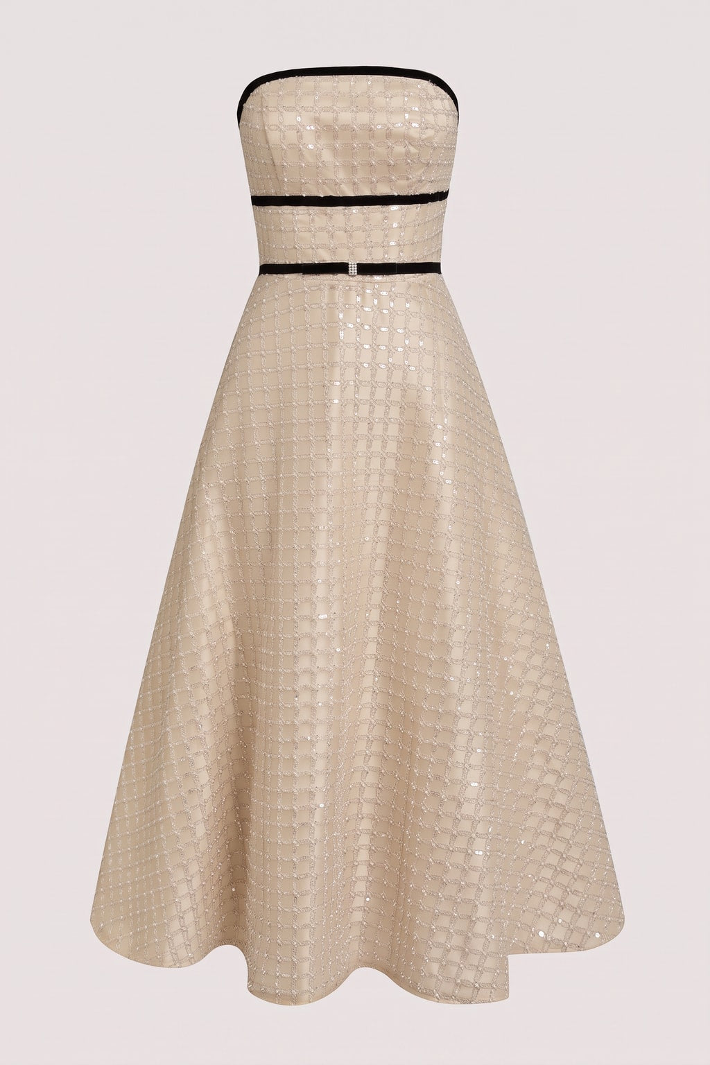 Sequin Strapless A-Line Midi Dress - 1