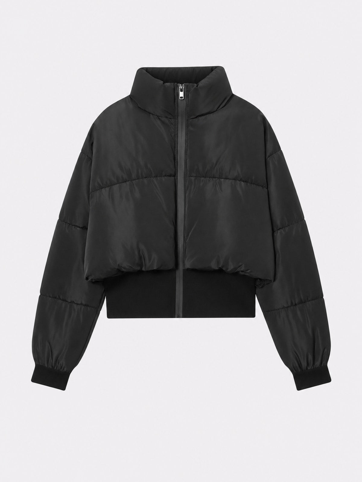 Cozy Quilted Padded Crop Jacket With High Neck - 1