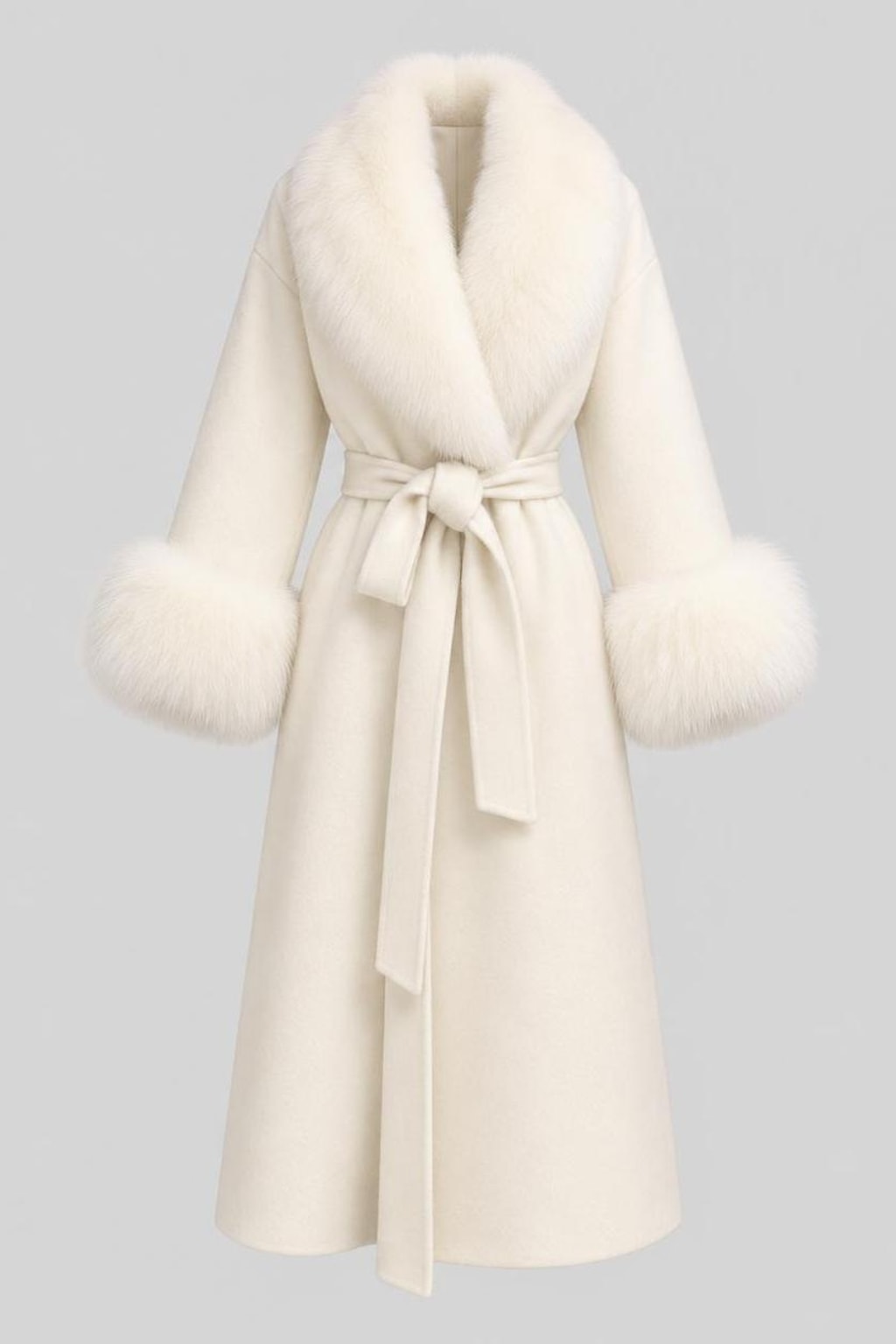 Polyester Long Coat With Belted Waist - 1