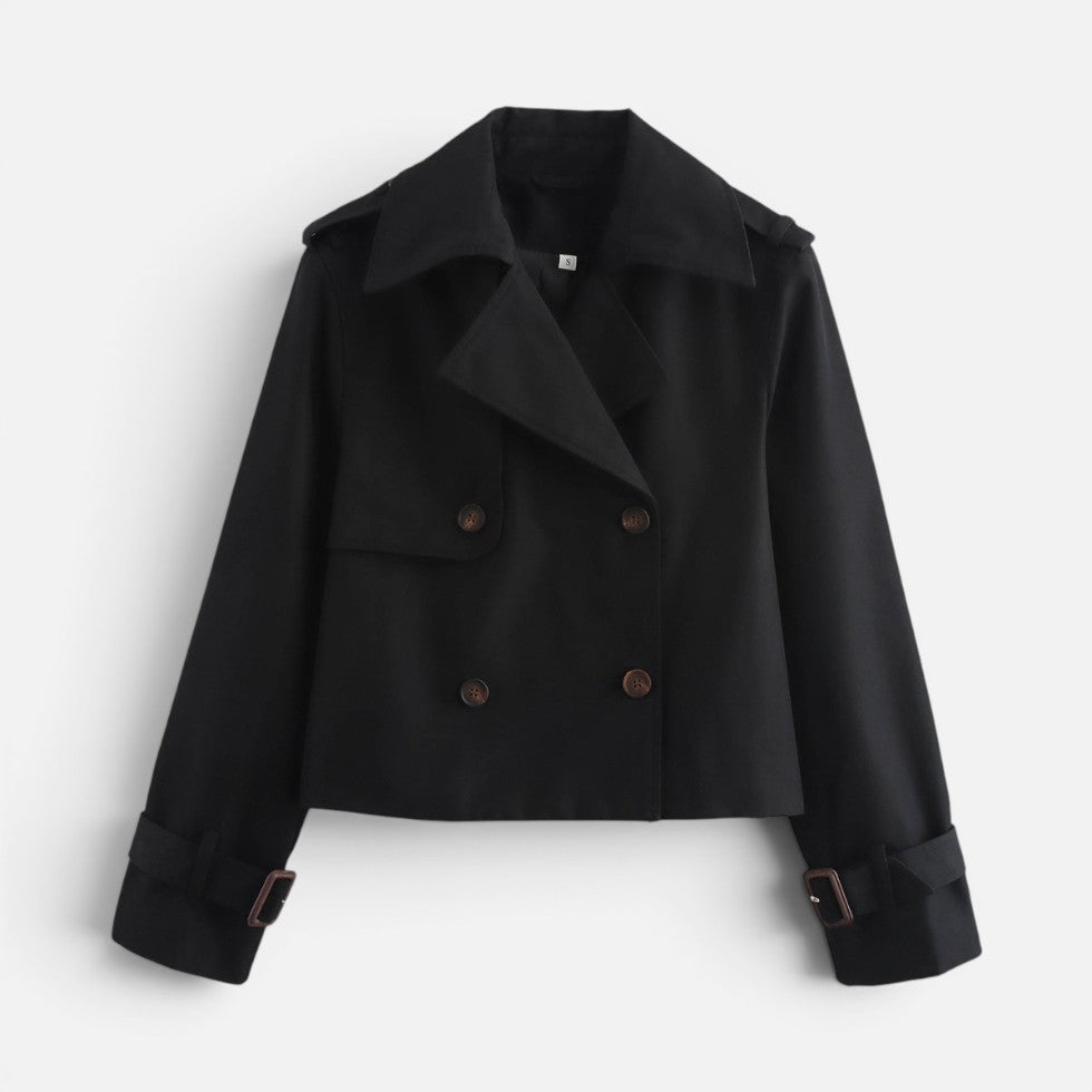 Cotton Blend Cropped Trench Jacket - view 4