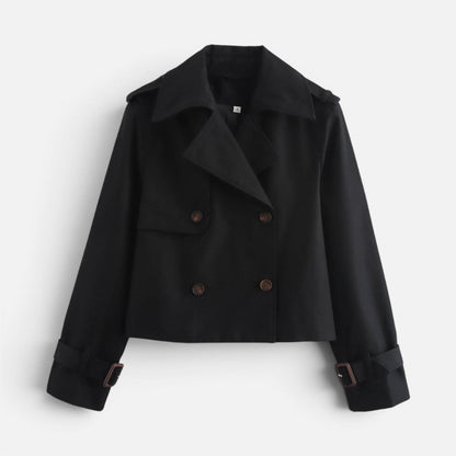 Cotton Blend Cropped Trench Jacket - view 4