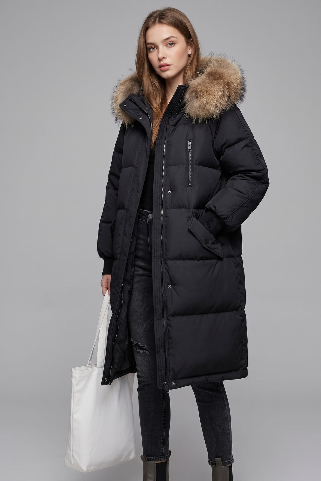 Insulated Faux-Fur Hooded Long Puffer Parka - 4