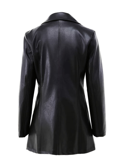Black tailored mid-length A-line coat - view 4